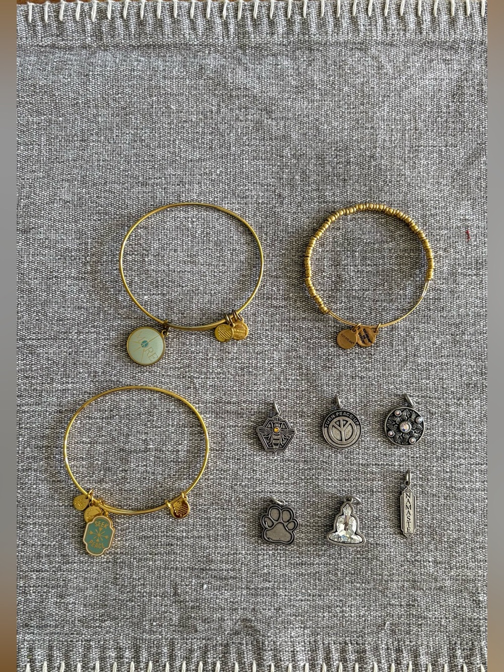 Alex and Ani Gold-Tone Bracelets with Assorted Charms